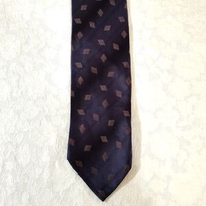 Giorgio Armani Classico Men's Necktie Navy & Brown 100% Silk Handmade in Italy